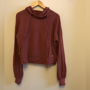 Alo Yoga Cropped Hoodie Long Sleeve Pullover Dusty Rose Size Medium